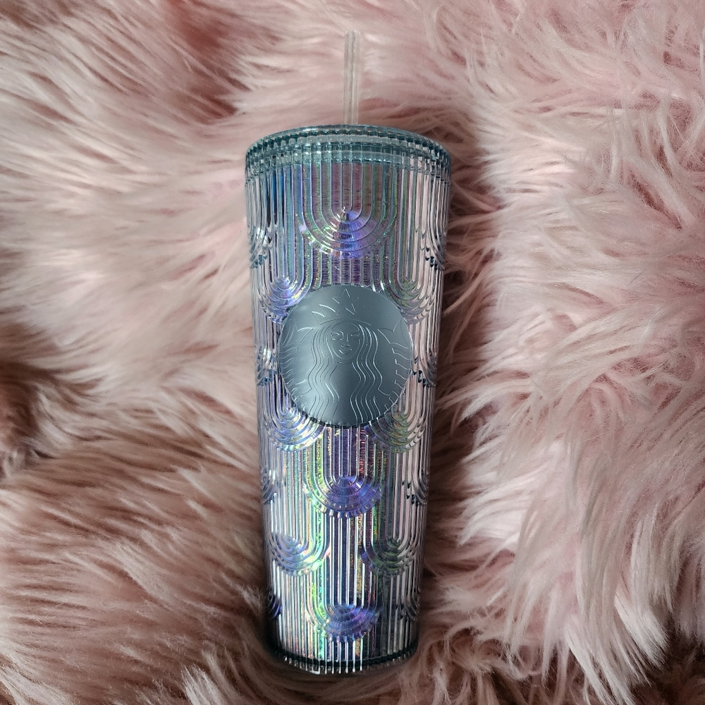 Starbucks Mermaid iridescent blue scale arch tumbler cup 24 oz